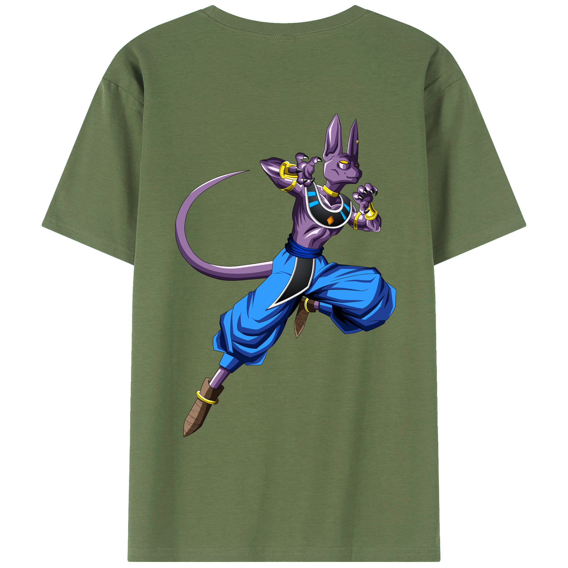 （画像用） ドラゴンボール ビルス 破壊神ビルス DRAGON BALL Beerus Birusu 綿100％ メンズ半袖Tシャツ（バックプリント） 通気性